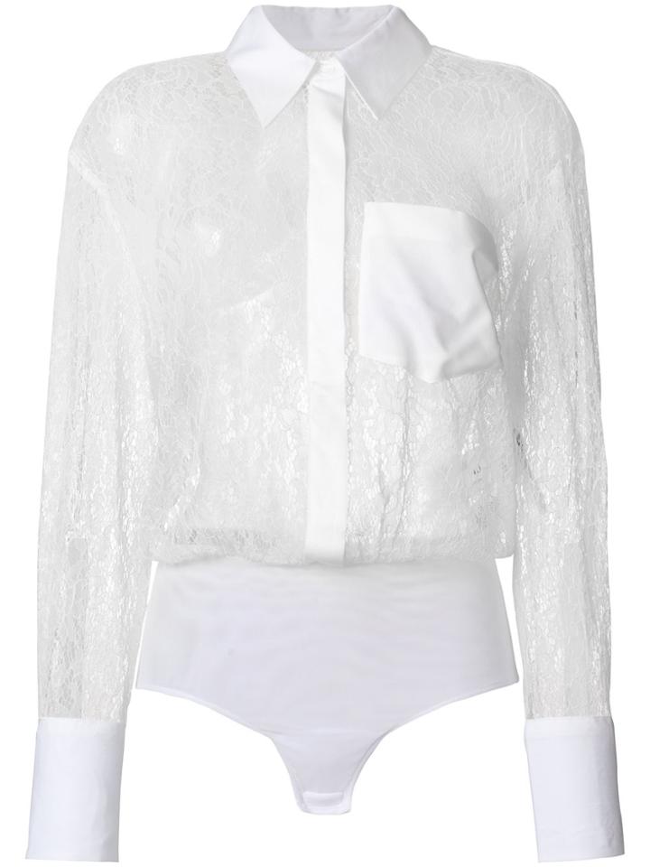 Dondup Long Sleeved Lace Shirt - White