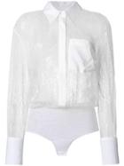 Dondup Long Sleeved Lace Shirt - White