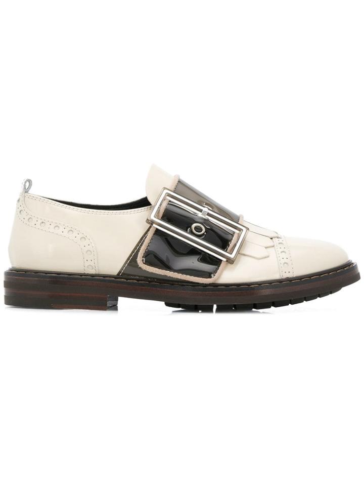 Agl Oversized Buckle Loafers - White