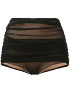 Norma Kamali Mesh Panel Bikini Bottom, Women's, Size: Medium, Black, Polyamide/spandex/elastane/nylon