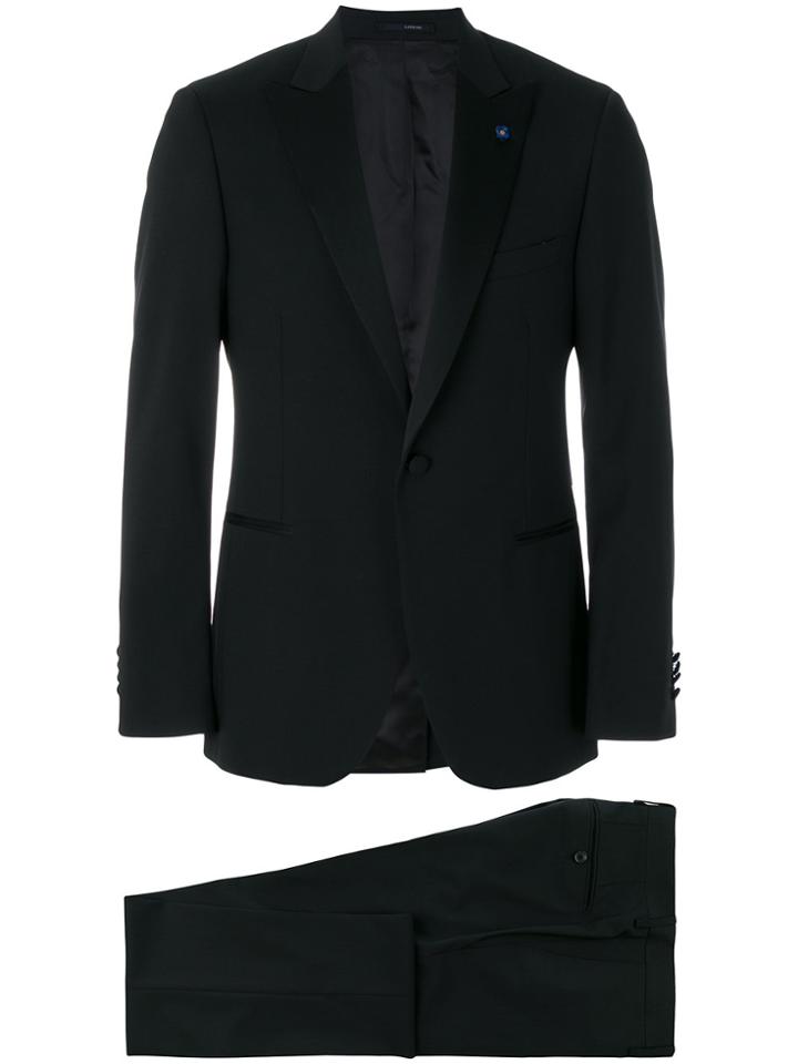 Lardini Peaked Lapel Dinner Suit - Black