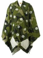 Ermanno Gallamini Embroidered Flower Cape, Women's, Green, Cotton/polyester/viscose