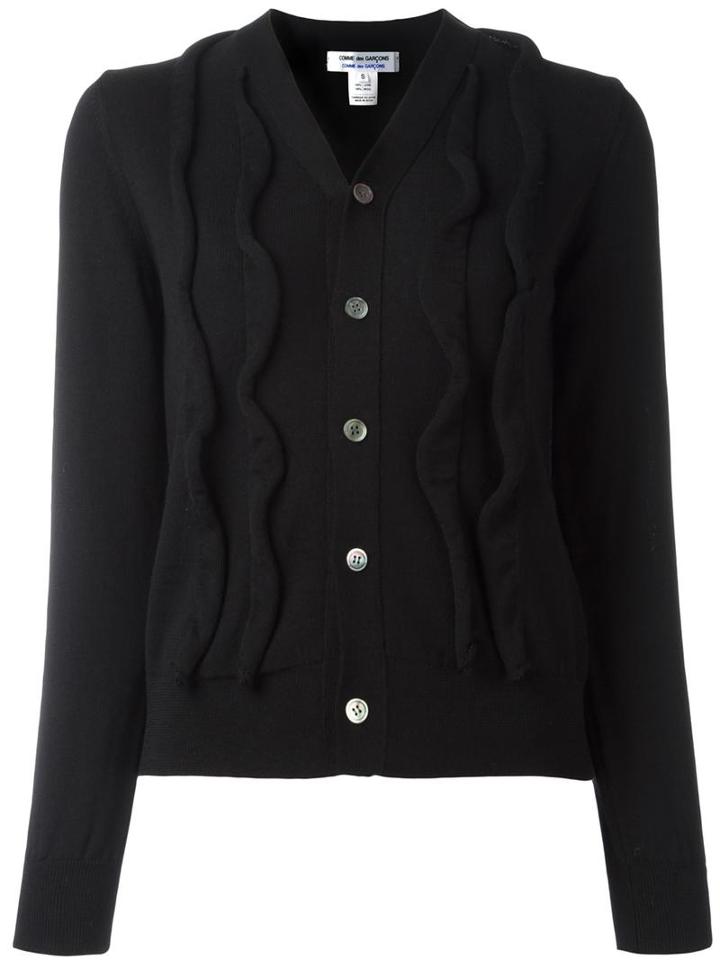 Comme Des Garçons Comme Des Garçons Frill Detail Cardigan, Women's, Size: Medium, Black, Wool