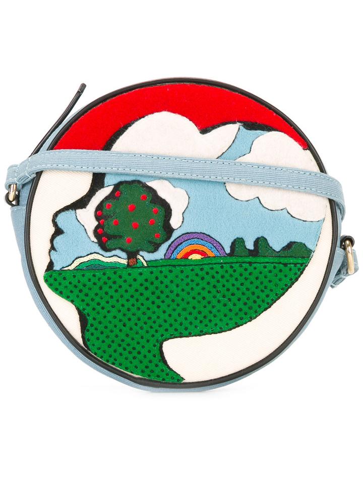 Olympia Le-tan Picturesque Circle Crossbody Bag, Women's, Blue, Cotton