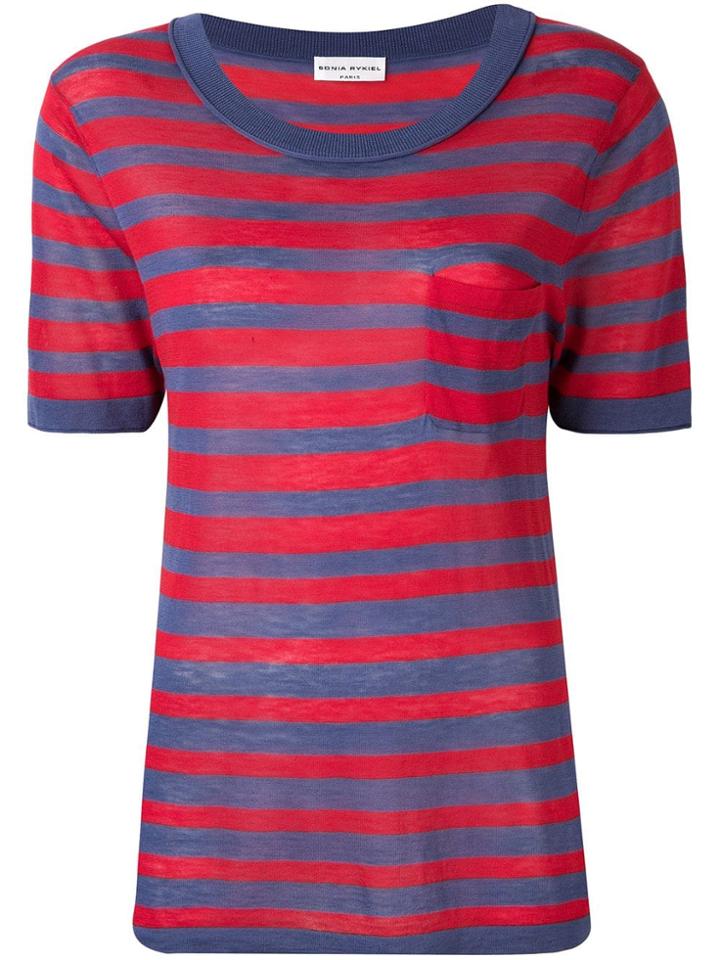 Sonia Rykiel Striped Knitted T-shirt - Blue