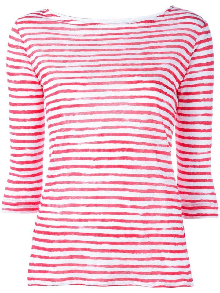 Majestic Filatures Striped T-shirt, Women's, Size: Iii, White, Linen/flax