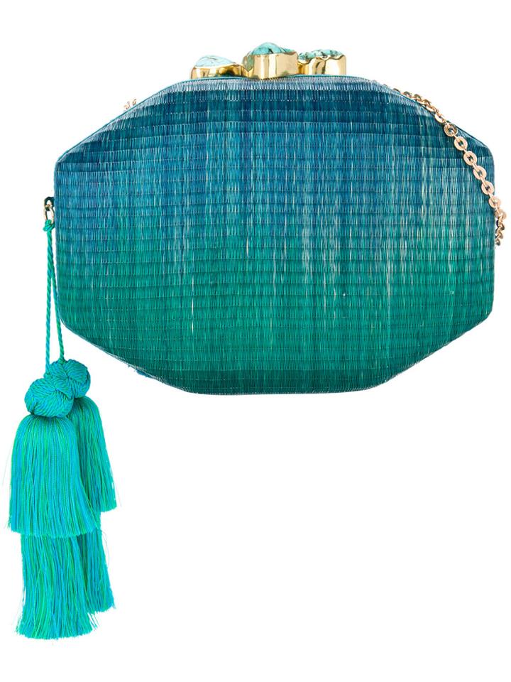 Rafe Interwoven Clutch Bag - Green