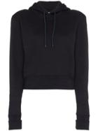 A Plan Application Cropped Fitted Cotton Hoodie - Blue