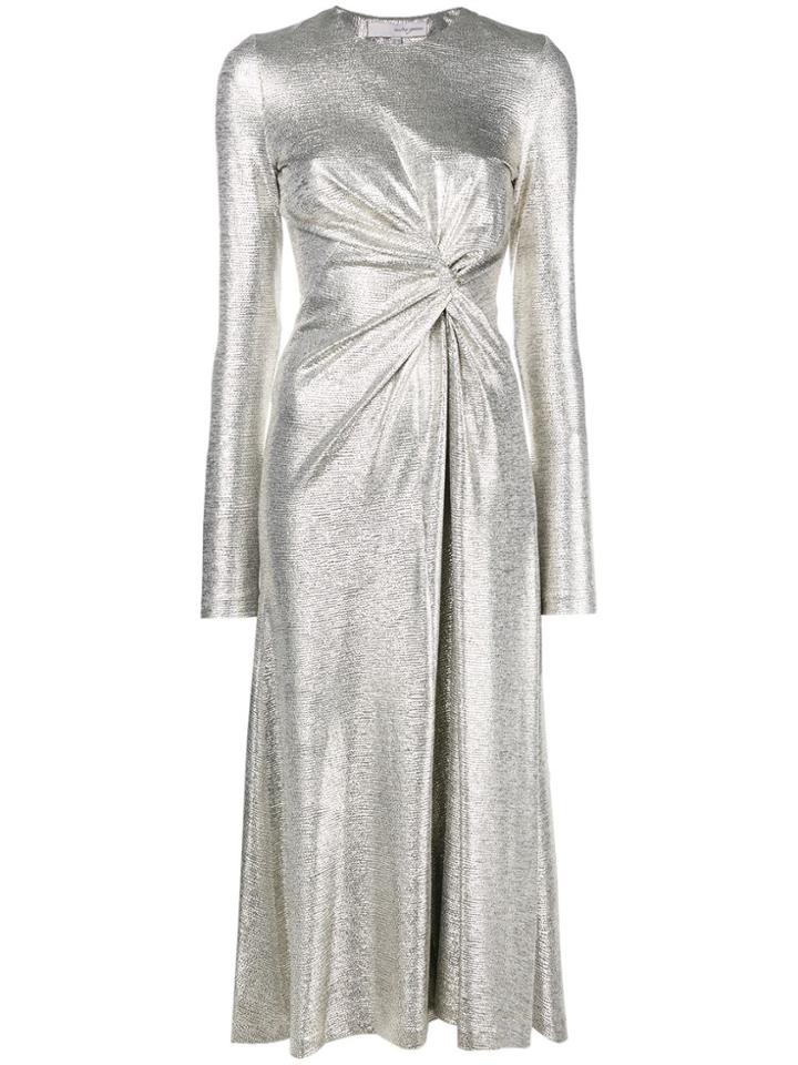 Galvan Metallic Draped Front Dress