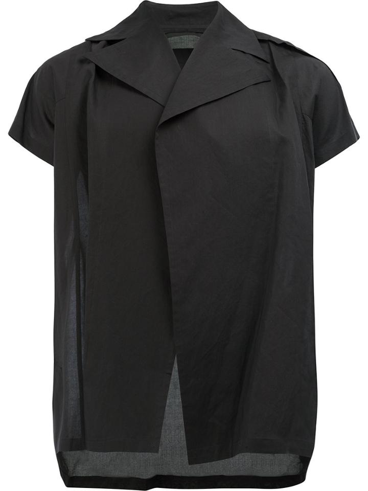 Julius Short Sleeved Open Front Shirt - Black