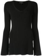 Theory Fitted V-neck Pullover - Black