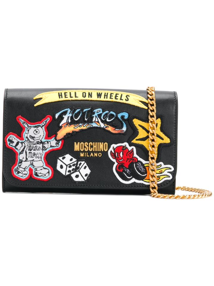 Moschino Embroidered Patch Purse - Black