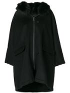 Ermanno Scervino Coat With Fox Fur Hood - Black