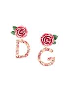 Dolce & Gabbana Dg Rose Drop Earrings - Pink & Purple