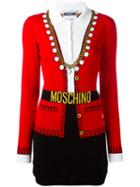 Moschino Cardigan Printed Dress, Women's, Size: 42, Red, Cotton