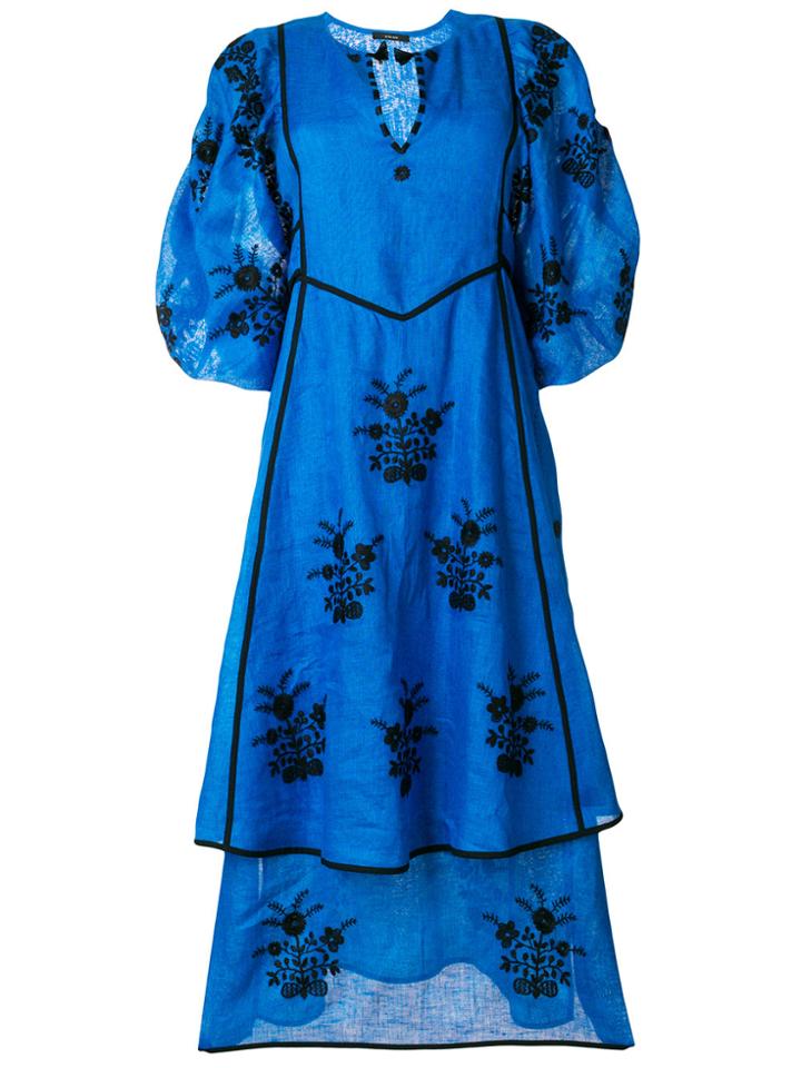 Vita Kin Embroidered Flower Dress - Blue