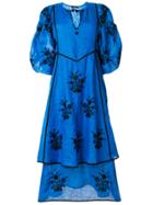Vita Kin Embroidered Flower Dress - Blue