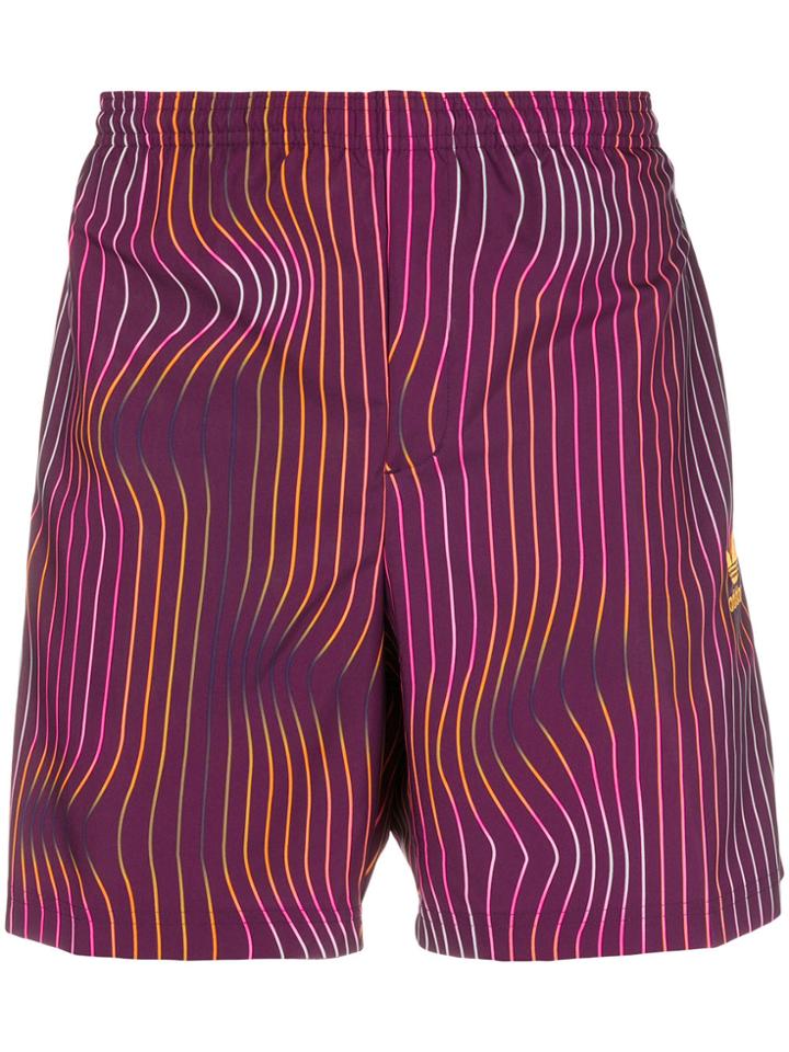 Adidas Warped Stripe Swim Shorts - Pink & Purple