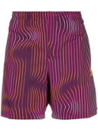 Adidas Warped Stripe Swim Shorts - Pink & Purple