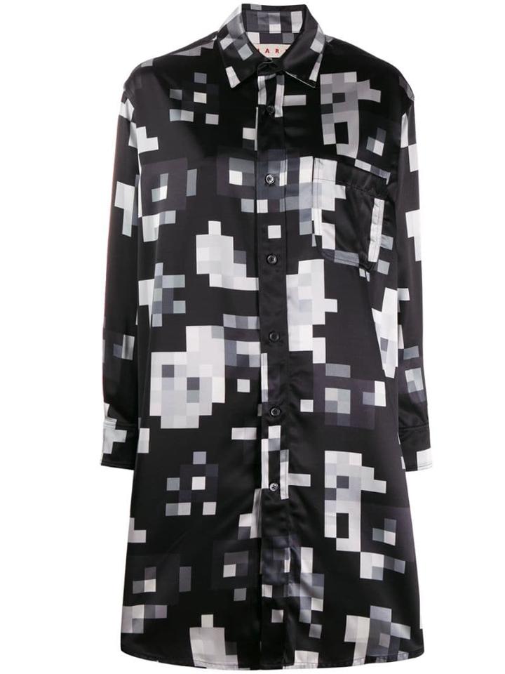 Marni Graphic Print Shirt Dress - Grey