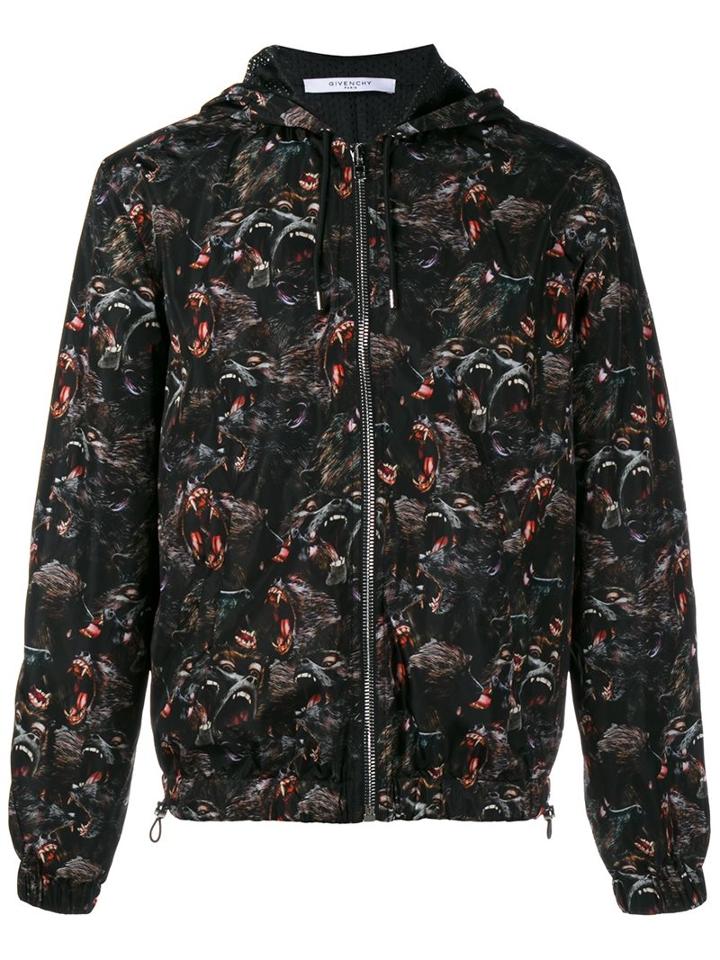 Givenchy Baboon Print Windbreaker Jacket, Men's, Size: 50, Black, Polyimide/polyester