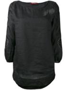 Max Mara Studio - Floral Detail Top - Women - Ramie - S, Black, Ramie