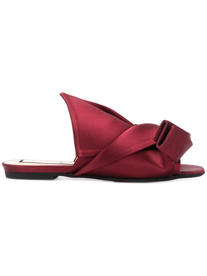No21 Abstract Bow Mules - Red
