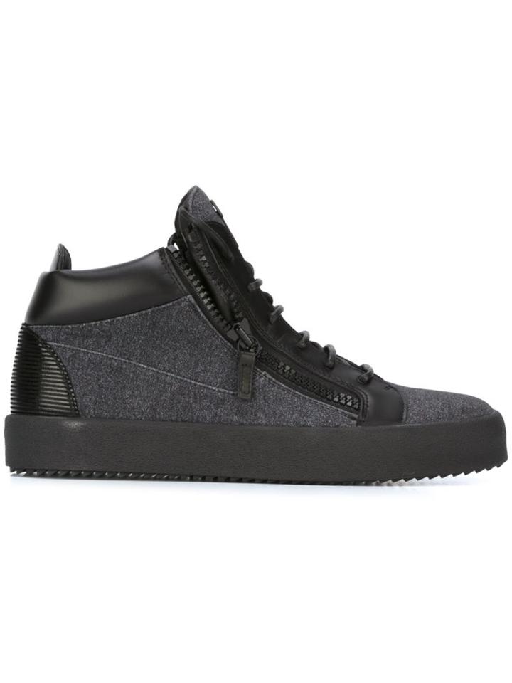 Giuseppe Zanotti Design Kriss Mid-top Sneakers, Men's, Size: 40, Black, Leather/polyester/rubber