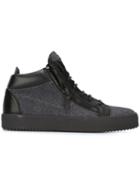 Giuseppe Zanotti Design Kriss Mid-top Sneakers, Men's, Size: 40, Black, Leather/polyester/rubber