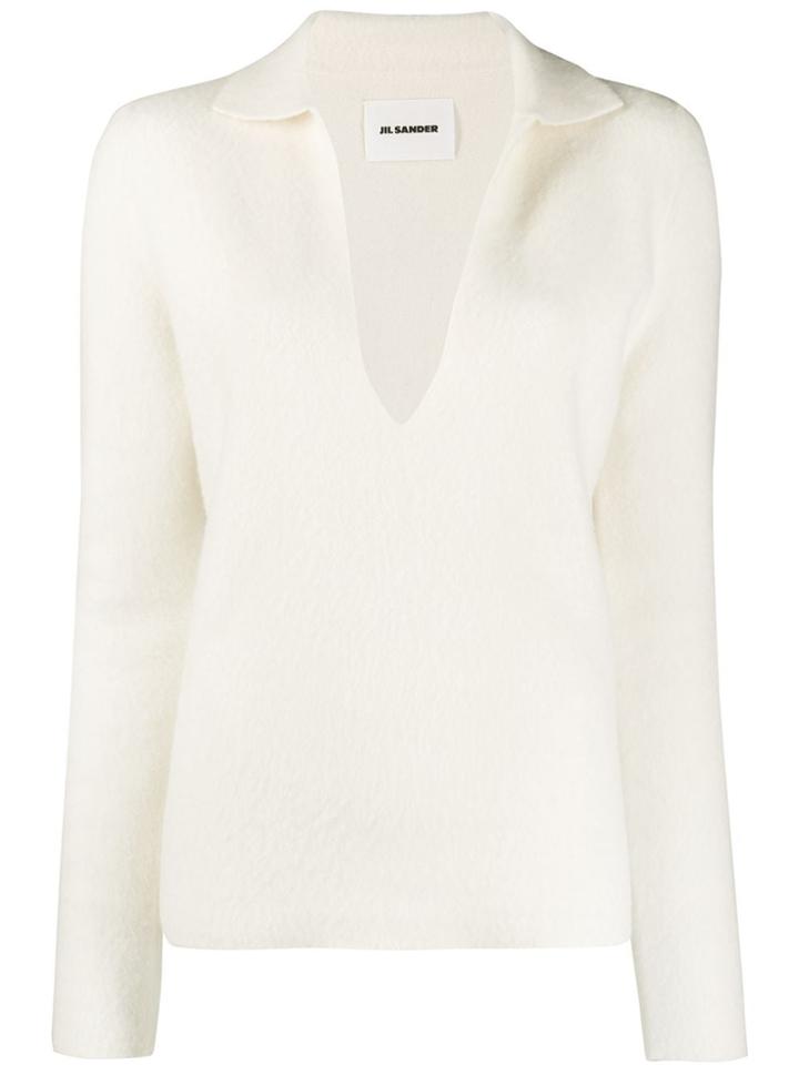 Jil Sander Deep V-neck Jumper - Neutrals