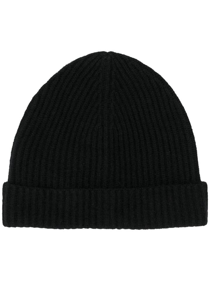 Jil Sander Ribbed Cashmere Beanie - Black