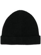 Jil Sander Ribbed Cashmere Beanie - Black
