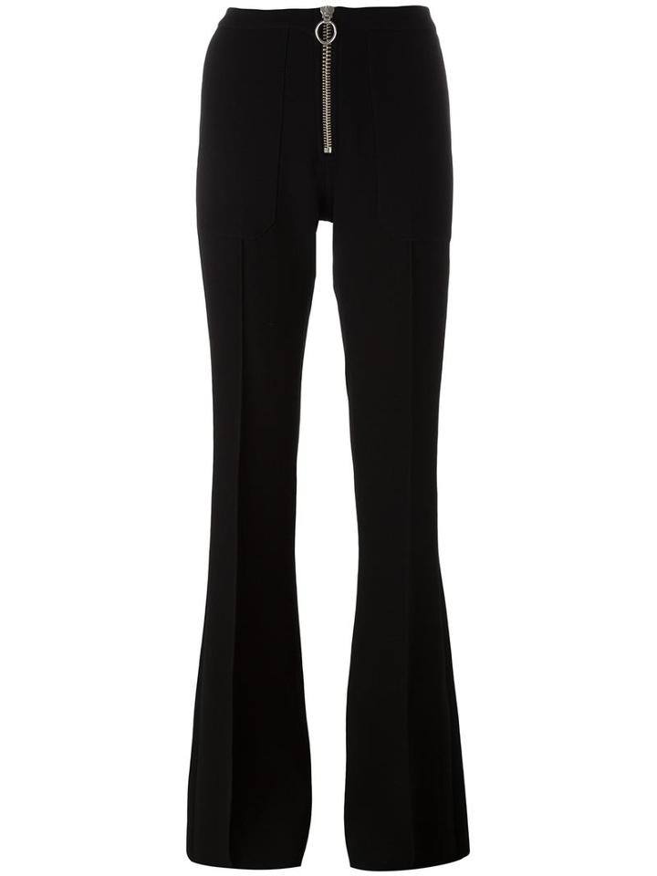 Marques'almeida Zip Up Flared Trousers, Women's, Size: 8, Black, Virgin Wool