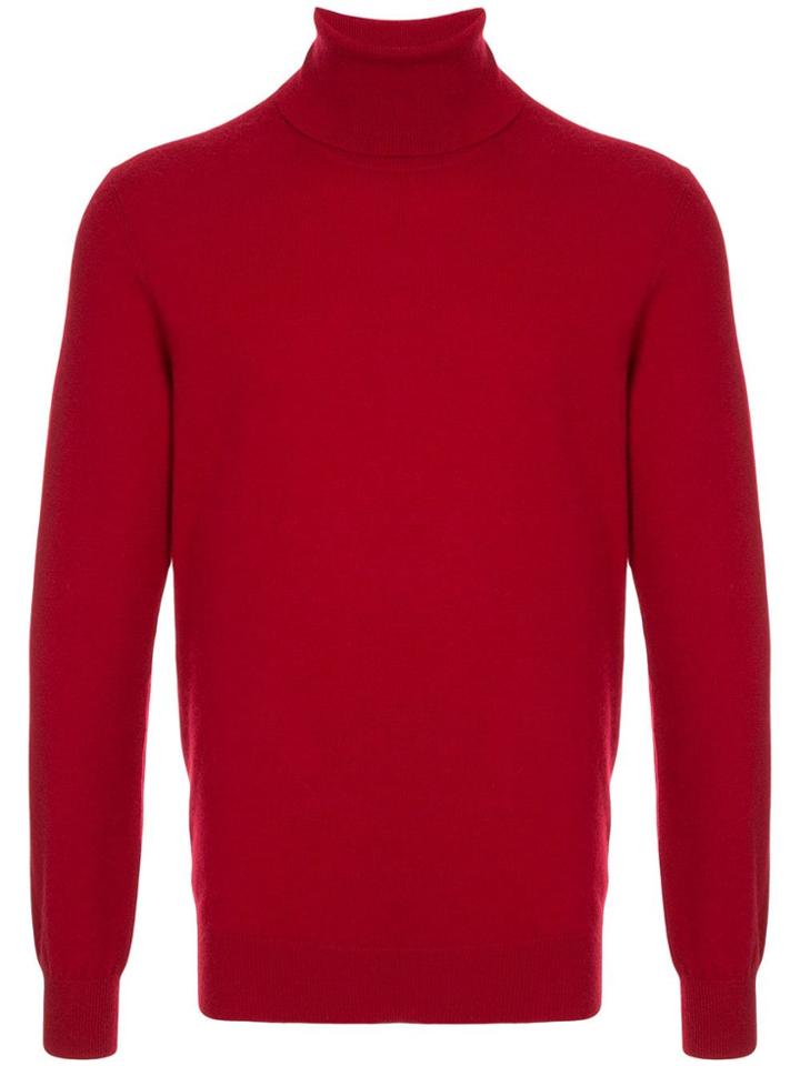Laneus Roll Neck Fitted Jumper - Red