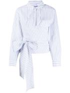 Sjyp Striped-print Hooded Shirt - White