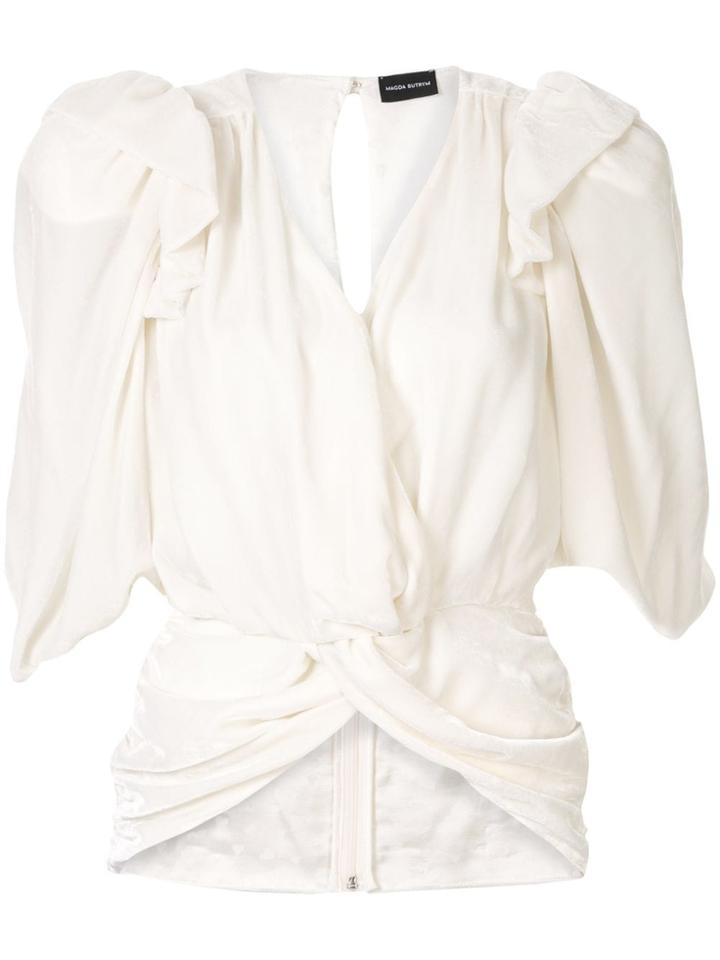 Magda Butrym Crushed Velveteen Blouse - White