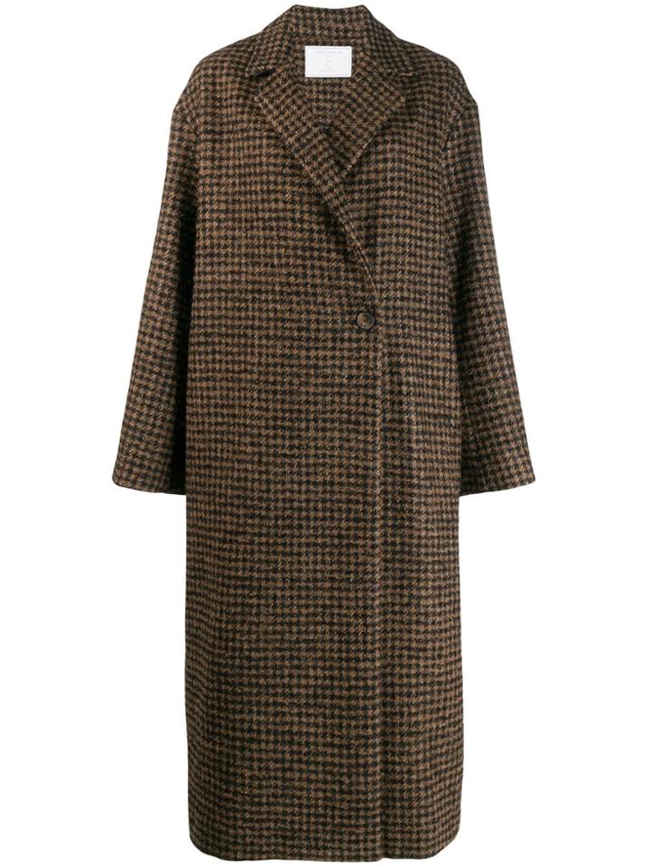 Société Anonyme Checked Midi Coat - Brown