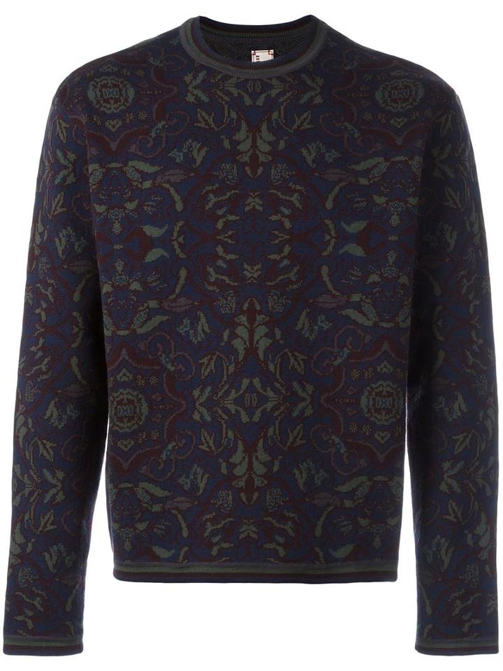 Antonio Marras Floral Crew Neck Sweater, Men's, Size: Medium, Virgin Wool