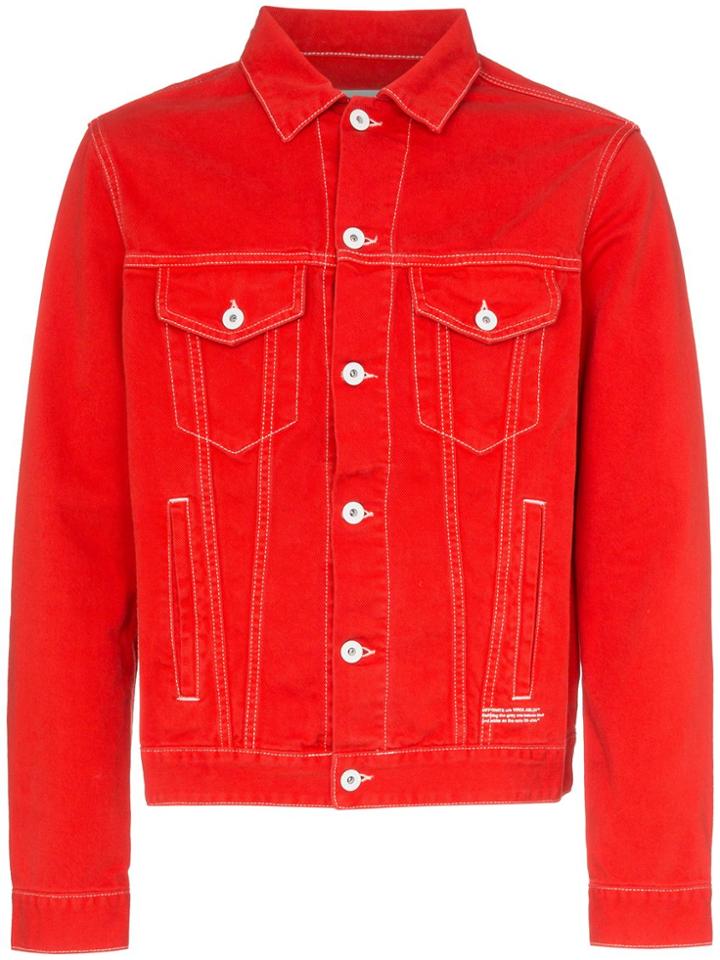 Off-white Graphic Print Denim Jacket - Red