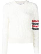 Thom Browne 4-bar Open Stitch White Pullover