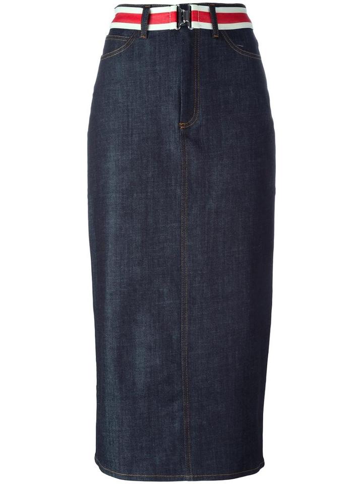 Victoria Victoria Beckham Denim Open Back Skirt, Women's, Size: 10, Blue, Cotton/polyester/spandex/elastane