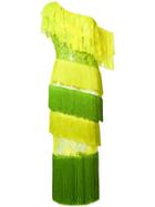 Daizy Shely Tiered Fringed Lace Dress - Yellow & Orange