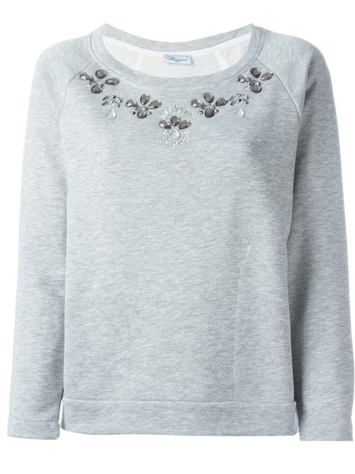 Blumarine Embellished Sweatshirt, Women's, Size: 1, Grey, Cotton/polyester
