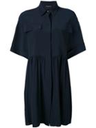 Erika Cavallini - Flared Mini Dress - Women - Silk/acetate - 44, Blue, Silk/acetate