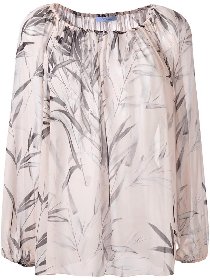 Blumarine Leaves Print Shift Blouse - Nude & Neutrals