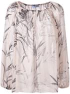 Blumarine Leaves Print Shift Blouse - Nude & Neutrals