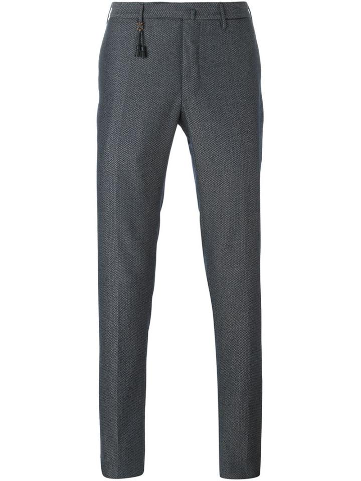 Incotex Slim Tailored Trousers, Men's, Size: 52, Grey, Wool/polyamide/spandex/elastane