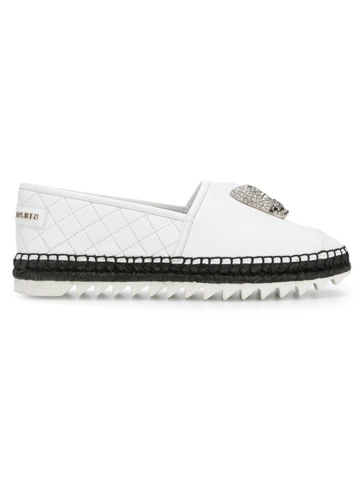 Philipp Plein Skull Embellished Espadrilles - White
