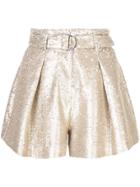 Jonathan Simkhai Sequin Pleated Shorts - Gold
