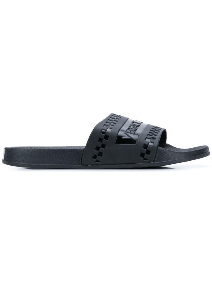 Versace Jeans Logo Sliders - Black
